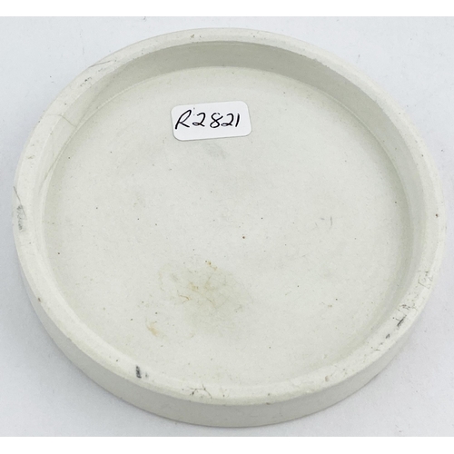 106 - MANCHESTER SHAVING CREAM POT LID. 3.5ins diam. Black transfer MOTTERSHEAD & CO/ PEARL/ SHAVING/ CREA... 