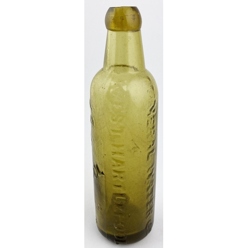 131 - LIVERPOOL VALLETS PATENT BOTTLE. 8.75ins. Amber glass. mbossed VALLETS/ PATENT/ LIVERPOOL (stopper p... 