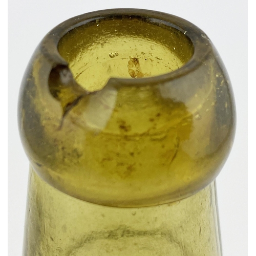 131 - LIVERPOOL VALLETS PATENT BOTTLE. 8.75ins. Amber glass. mbossed VALLETS/ PATENT/ LIVERPOOL (stopper p... 