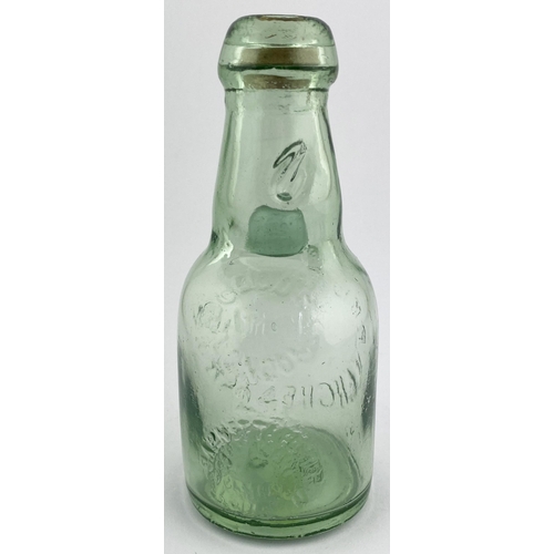 134 - EARLY SPLIT SIZE NARROW NECK CODD PATENT 24 CODD BOTTLE. 5.75ins tall. Aqua glass, embossed P. MURAT... 