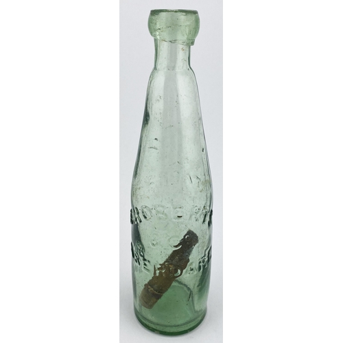 135 - ABERDARE TAPPS PATENT BOTTLE. 9.25ins. Aqua glass. Embossed E. ROBERTS/ & CO/ ABERDARE then to rear ... 