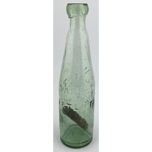 135 - ABERDARE TAPPS PATENT BOTTLE. 9.25ins. Aqua glass. Embossed E. ROBERTS/ & CO/ ABERDARE then to rear ... 