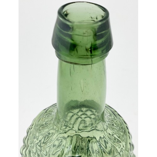 4 - ORNATE GLASS DECANTER. 8.2ins tall. (G11-7) McKearin reference/ line drawing charts).Mid green glass... 