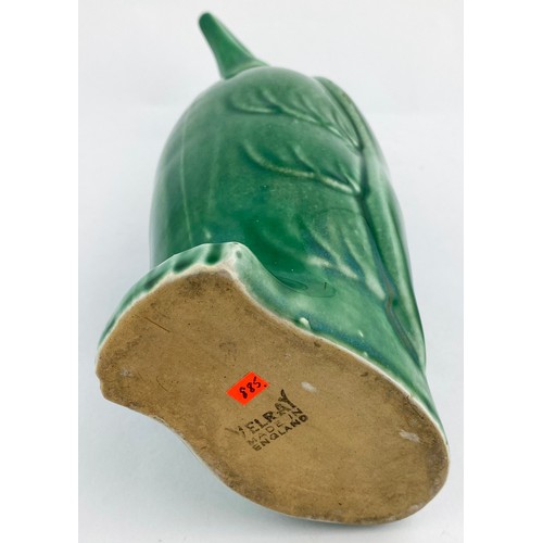 22 - DENBY VELRAY CHILDS FIGURAL PENGUIN HOT WATER BOTTLE. 10.5ins tall. Green glaze, modelled as a pengu... 