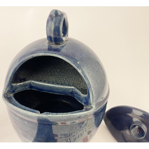 84 - DENBY COTTAGE BLUE SYP TEAPOT & PROMOTIONAL PALETTE. Teapot 6ins tall (lid restored). Classic Denby ... 