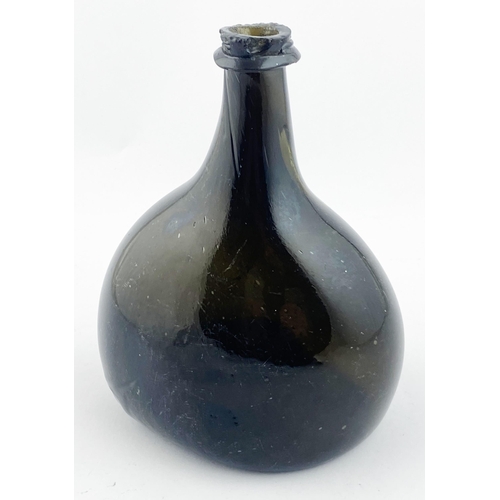 133 - ENGLISH SPLIT SIZE BLADDER WINE BOTTLE. 5.9ins tall. Pictures do not do this piece justice, shown he... 