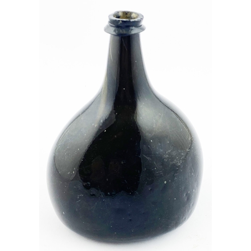 133 - ENGLISH SPLIT SIZE BLADDER WINE BOTTLE. 5.9ins tall. Pictures do not do this piece justice, shown he... 