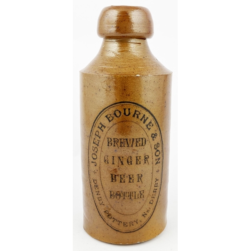 147 - SAMPLE JOSEPH BOURNE & SON GINGER BEER BOTTLE. 6.6ins tall, std., all over mid brown salt glaze. Lar... 