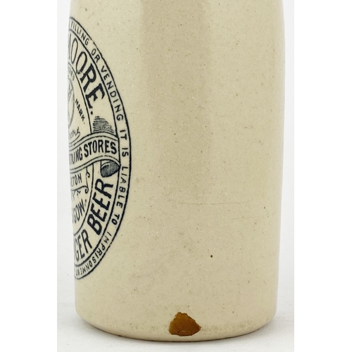 151 - GLASGOW G & C MOORE GINGER BEER BOTTLE. 8.8ins tall, ch., all white with coloured blob lip (internal... 