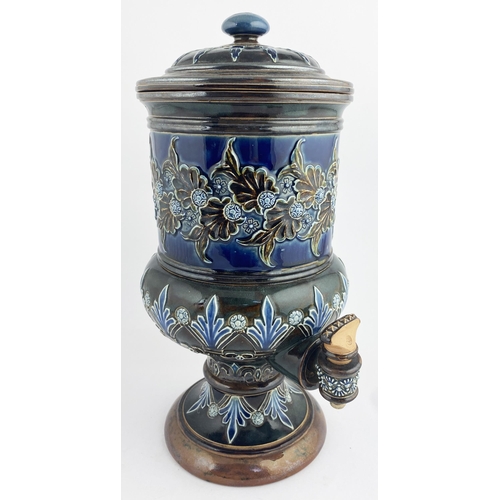 198 - DOULTON ARTWARE WATER FILTER. 14.5ins tall. Stoneware pedestal type design, emblazoned in multicolou... 