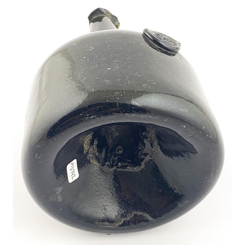 220 - ENGLISH SEALED MALLET. 8.6ins tall. c. 1730-40. Very heavy dense black glass mallet, the body seal p... 