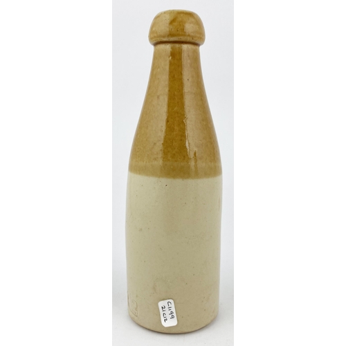 2 - WEST HARTLEPOOL WM EVERTONS GINGER BEER BOTTLE. 8ins tall, ch., t.t., blob top. Large greyhound with... 