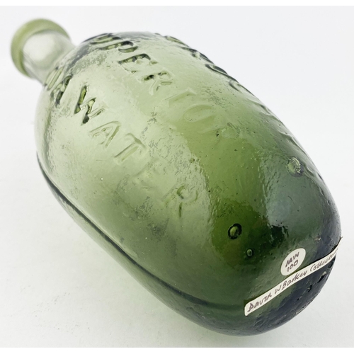 3 - LONDON SODA WATER HAMILTON. 7.5ins tall. Light olive green glass. Heavily embossed DE GRUCHY/ SUPERI... 