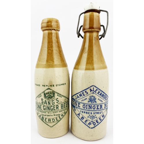 9 - ABERDEEN GINGER BEER BOTTLE DUO. Tallest 9.4ins, ch., t.t.., L - blob screw lip, R - swing stopper. ... 