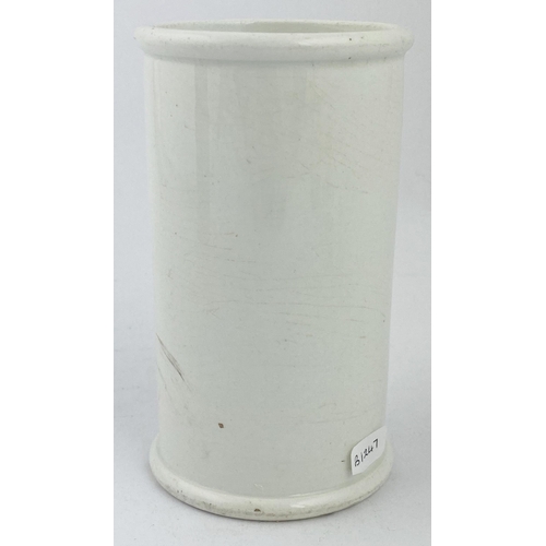 16 - DEVONSHIRE CLOTTED CREAM POT. 4.9ins tall, large cylinder. White body, strong bold red transfer. Lov... 