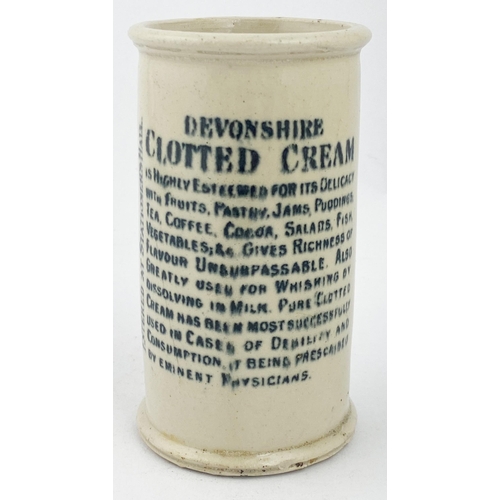 17 - DEVONSHIRE CLOTTED CREAM POT. 4.6ins tall, cream glazed stoneware body. Transferred both sides. ELAN... 