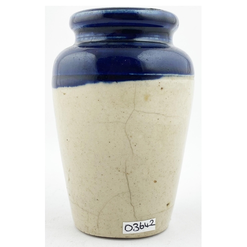 34 - H. WILLIAMS CREAM POT.3.9ins tall. Dark blue top, strong blue transfer, large cow pict. to centre. P... 