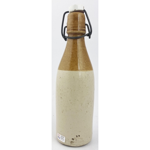 43 - JAMES JACK ARBROATH GINGER BEER BOTTLE. 9ins tall, ch., t.t., original swing stopper (named to top).... 