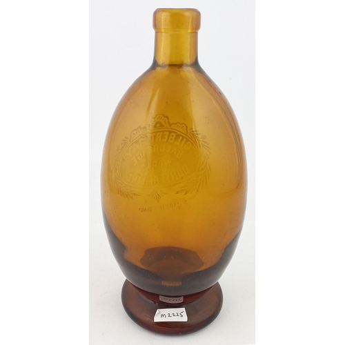 51 - GILBERT RAY SODA SYPHON. 9ins tall, pear shape syphon in a glorious red amber glass. Acid etched GIL... 