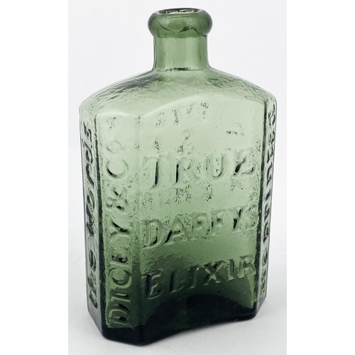 189 - DAFFYS ELIXIR. 5ins tall. Light green glass wonderfully whittled, rounded lip. Classic heavily embos... 