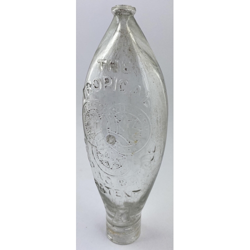 192 - THOMPSON & MILLARD PATENT BABY FEEDER. 7ins long clear glass. Embossed THE/ TROPICAL/ FEEDING BOTTLE... 