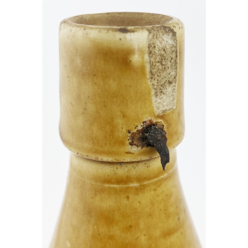 208 - ERSKINE LINLITHGOW GINGER BEER BOTTLE. 8.2ins tall, ch., t.t., swing stopper (remnants in one hole, ... 