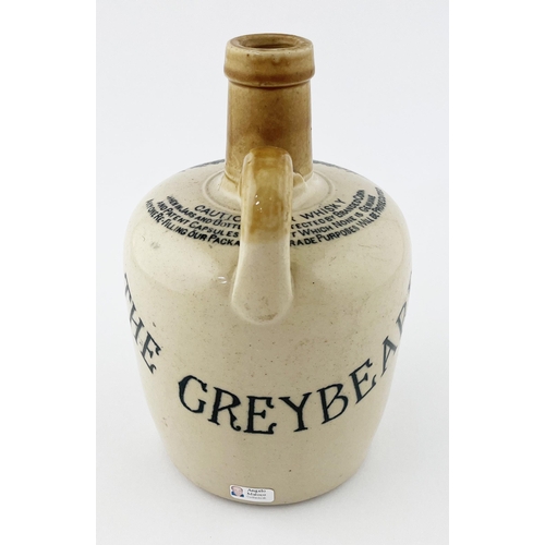 301 - THE GREYBEARD WHISKY JUG. 7ins tall. Heather Dew Whiskey, rear handle. Double sided print. Port Dund... 