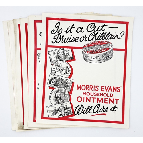 347 - MORRIS EVANS OINTMENT ADVERTISING POSTERS. 9.75 x 12ins. Some worn but good. (20)