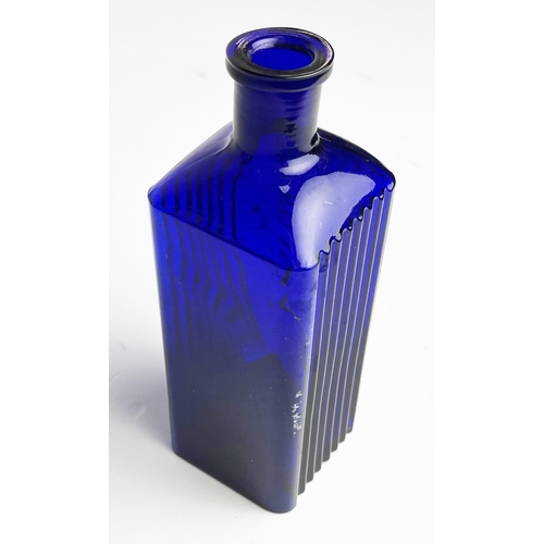 367 - SHEFFIELD CORPORATION POISON BOTTLE. 7ins tall. Square body, embossed to front panel, ribbed to eith... 