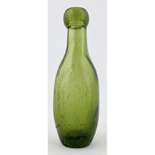 368 - WARWICK MINERAL COMPANY HAMILTON BOTTLE. 7ins tall. Heavily embossed with deer pict to centre plus r... 