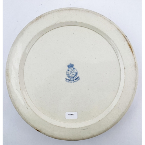 394 - CARLTONWARE BABYS PLATE. 7.5ins diam. Train pict to centre. Base p.m. Slight base chip.