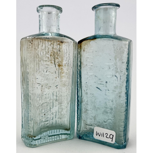 645 - HOLDENS TOMMY BOTTLE DUO. Tallest 4.25ins. Heavily embossed to both sides. Pict t.m. to centre. Minu... 