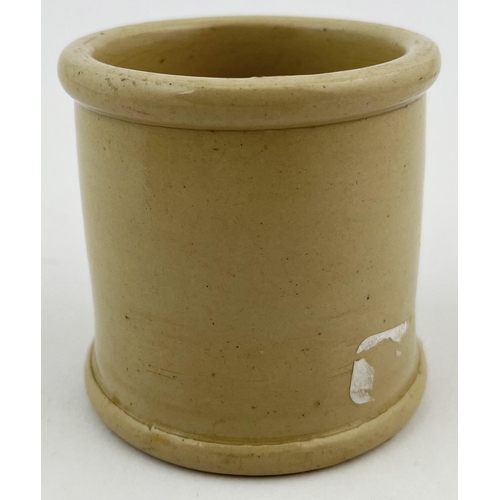 681 - MORETON- IN- MARSH CREAM POT. 2.75ins tall. Blue transfer Farmers Dairy.