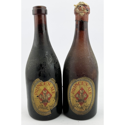 486 - BASS ALES BOTTLE DUO. Tallest 10ins. Paper label to one side & embossed the other. 1929 Prince of Wa... 