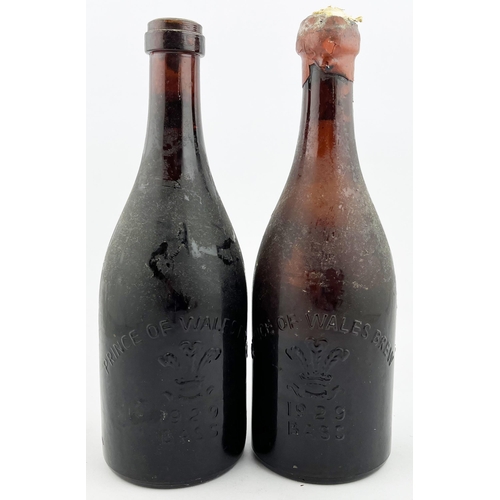 486 - BASS ALES BOTTLE DUO. Tallest 10ins. Paper label to one side & embossed the other. 1929 Prince of Wa... 