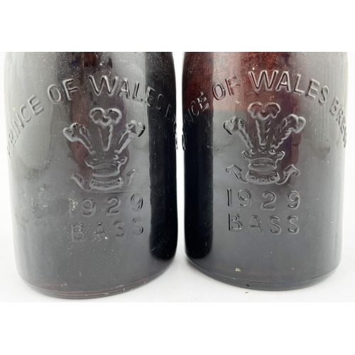 486 - BASS ALES BOTTLE DUO. Tallest 10ins. Paper label to one side & embossed the other. 1929 Prince of Wa... 