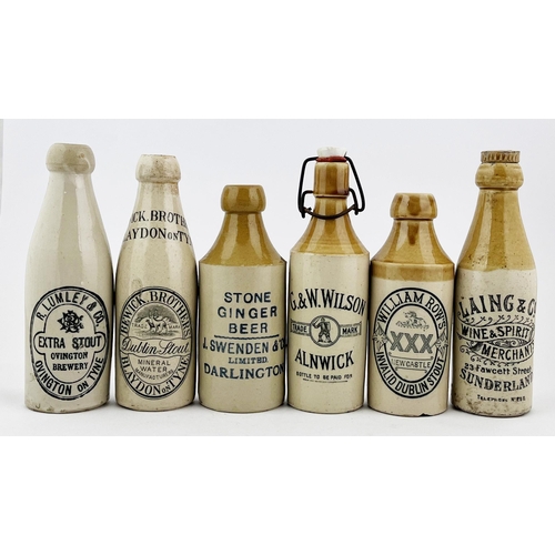 490 - NORTH EAST GINGER BEER GROUP. Tallest 8ins. Inc. Lumley, Bewick Brothers, Sweden, Wilson, Rows & Lai... 