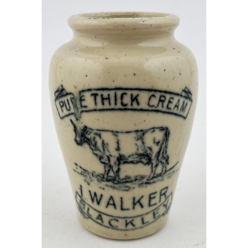 511 - BLACKLEY CREAM POT. 3.75ins tall. I Walker with cow pict to centre, base p.m.