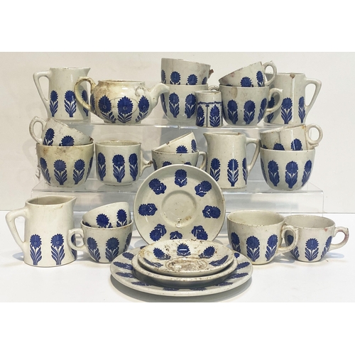 477 - EXPRESS DAIRY POTTERY GROUP. Largest 8ins diam. Blue & White patterned tea set Inc. Tea pot, jugs, p... 