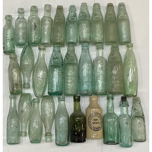 612 - GLASS BOTTLE GROUP. Tallest 9ins. Predominantly Codds plus beer bottle & g.b. Some with pict. t.m. (... 