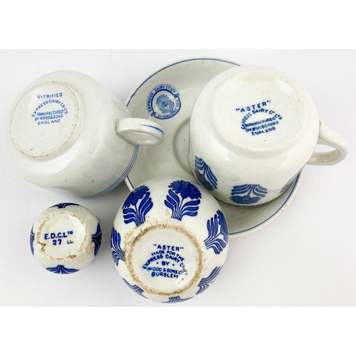 552 - EXPRESS DAIRY CO TEA SERVICE. Tallest 3.5ins. Blue & White porcelain. Lots of damage. (57) 5/10 Unsu... 