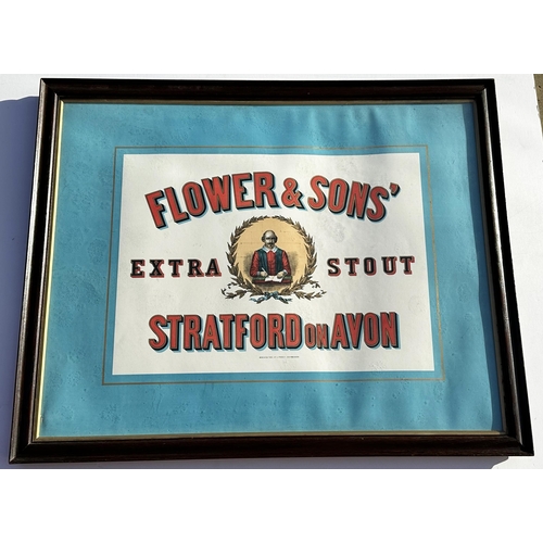 30 - STRATFORD ON AVON FRAMED ADVERT. 32.25 x 26.25ins. Paper advert with William Shakesphere pict to cen... 