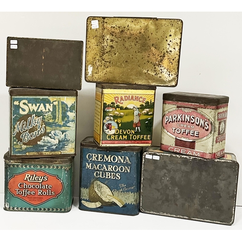 75 - TOFFEE TINS GROUP. Largest 6.5ins. Great pictorial tins. Inc. Nelsons, Masseys, Walters, Cremona, Mc... 