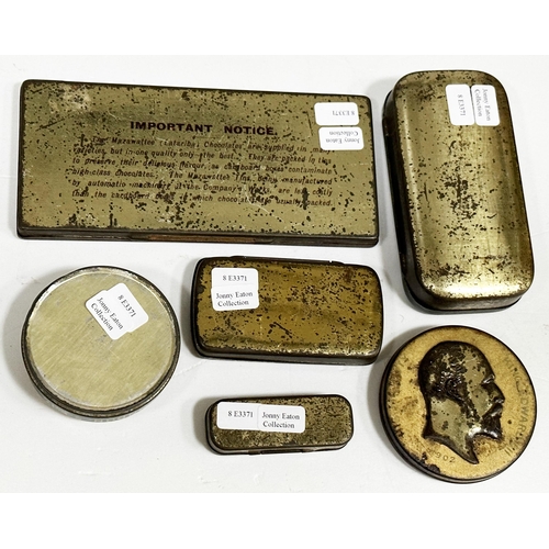 76 - CHOCOLATE & PASTILLES TINS GROUP. Largest 5.5ins. Inc. Mazawattee, P. H. Galloway & Chest tablets. W... 