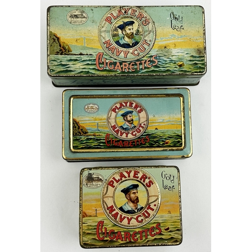 99 - PLAYERS TINS GROUP. Largest 6.5 x 3ins. Various designs, some pictorial plus 3 card boxes. Worn/ scr... 