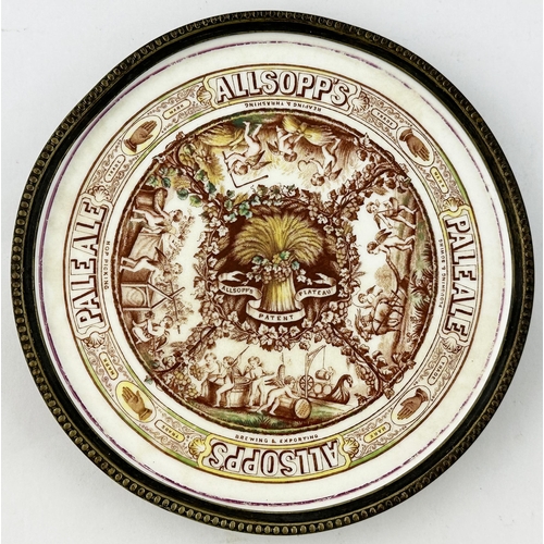 137 - ALLSOPPS PALE ALE COASTER. 6ins diam. Another ornate main transfer as previous lot but this a paler ... 