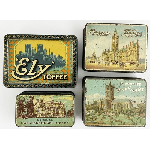 141 - TOFFEE TINS GROUP. Largest 5ins. Various makers Inc. Slades, Cremona, Everdales, Ely etc plus Melox ... 