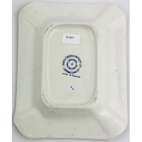 171 - BURROWS MALVERN WATERS ASHTRAY. 4.4 x 5.6ins. Strong & crisply struck blue transfers - St Anns Well ... 