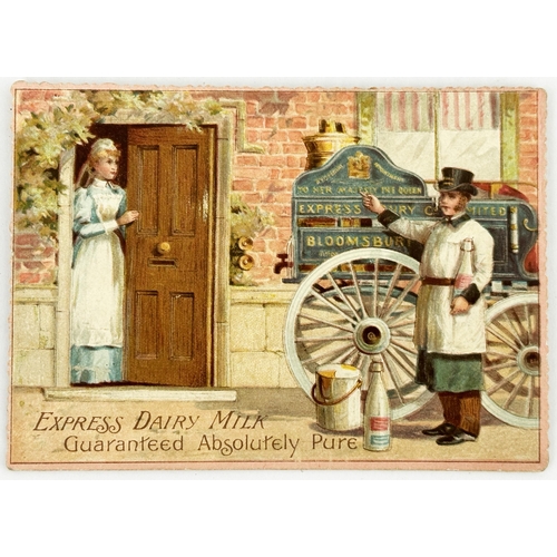 181 - EXPRESS DAIRY COMP LD ADVERTISING CARD. 4.5 x 3.25ins. Multi coloured double sided fold out card. On... 