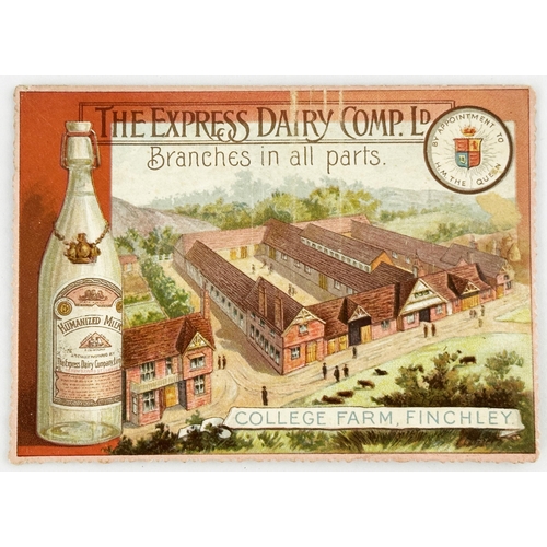 181 - EXPRESS DAIRY COMP LD ADVERTISING CARD. 4.5 x 3.25ins. Multi coloured double sided fold out card. On... 